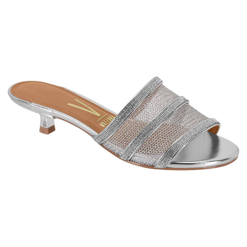 Silver Slide Kitten Heels