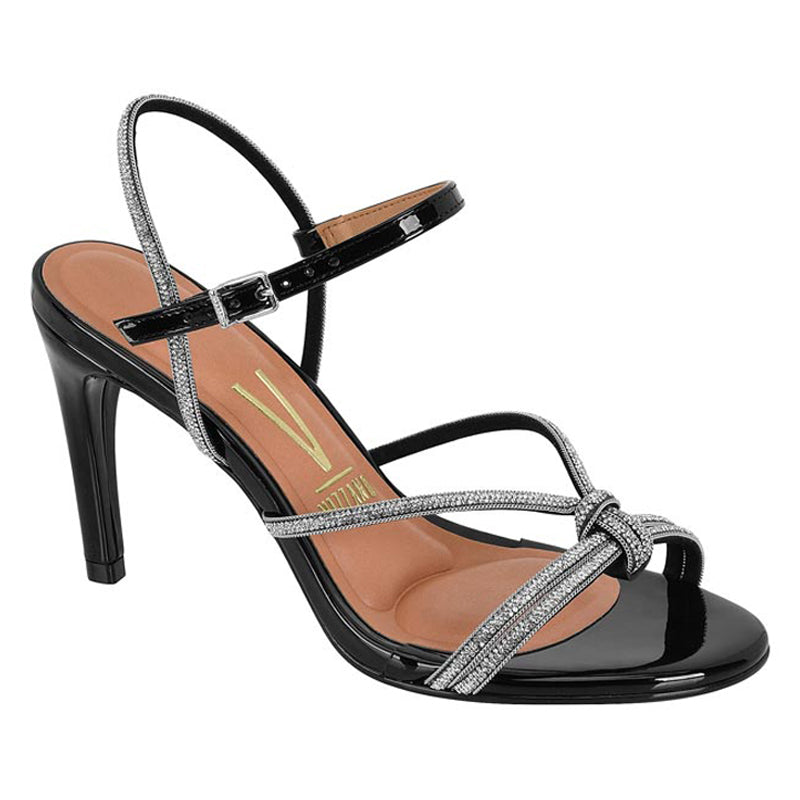 Silver Straps Black Heels