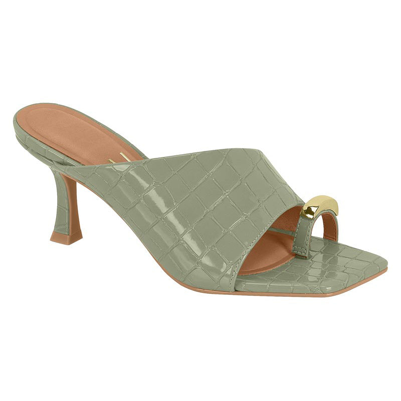 Olive Textured Slide Heels