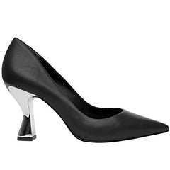 Black Pointy Silver Heels