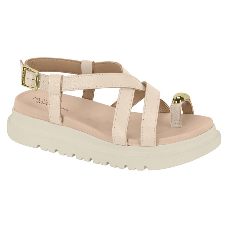 Beige Strappy Chunky Sandals