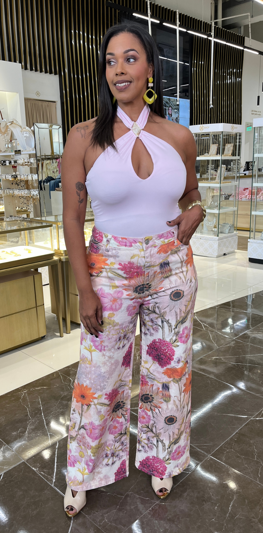 Floral Print Jeans