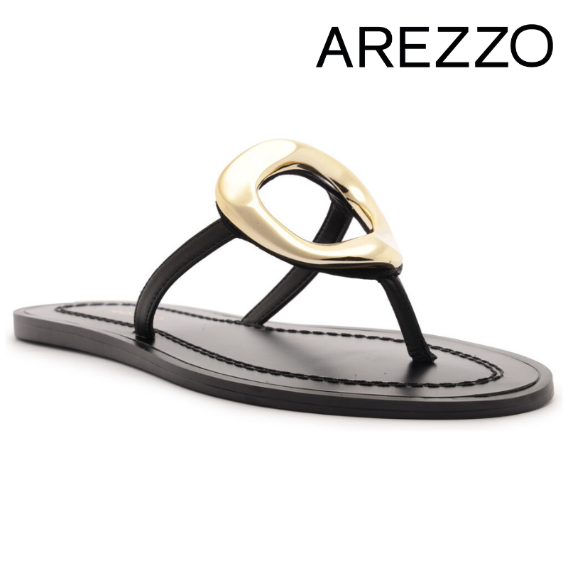 Gold Details Black Sandals