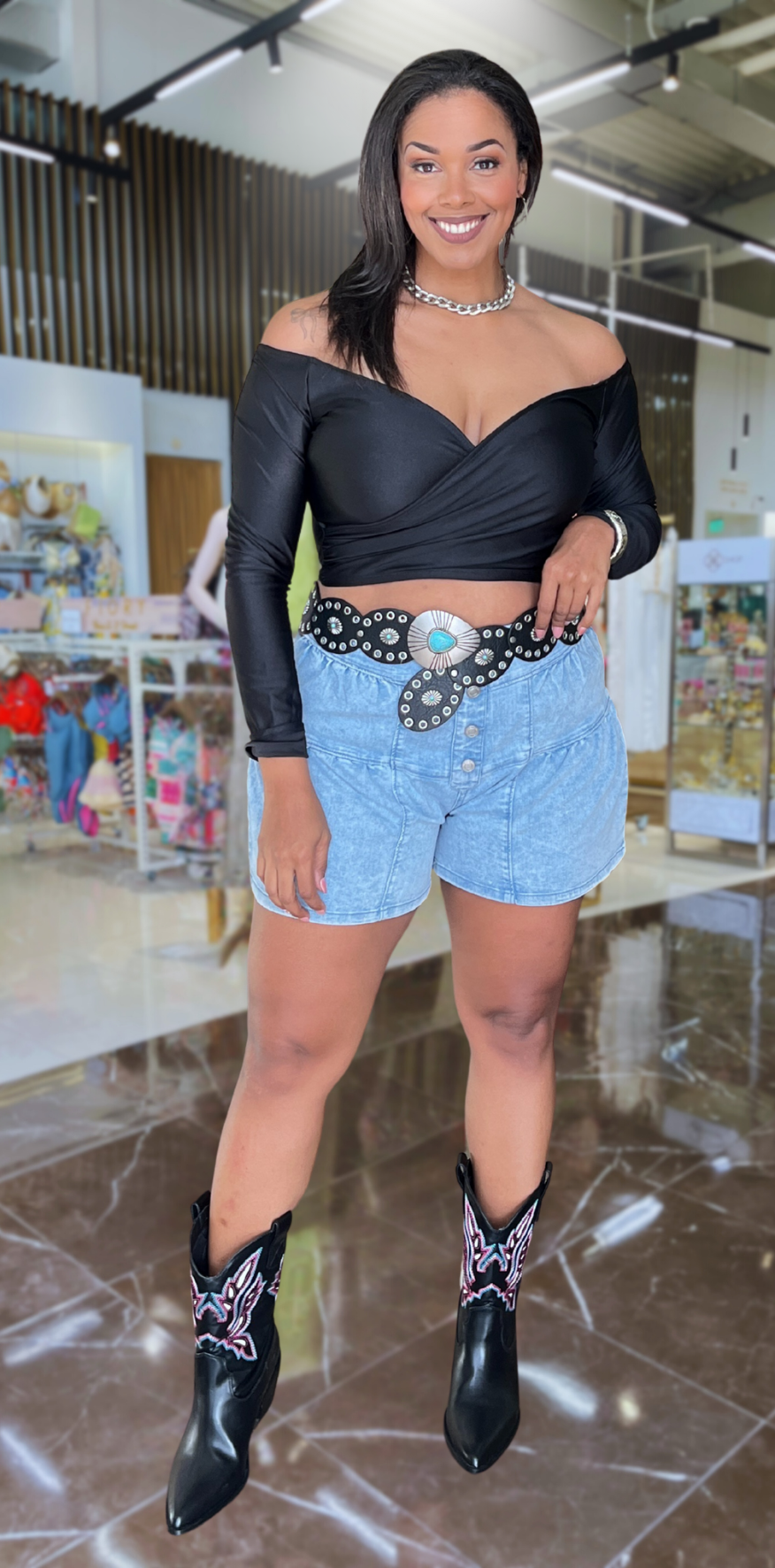 Light Blue Denim Shorts