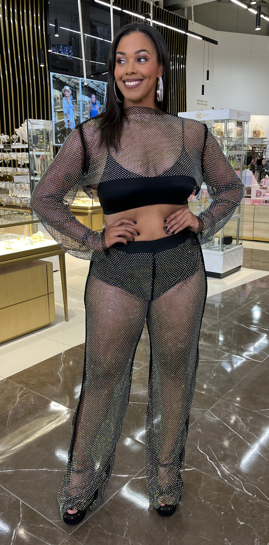 Studded Mesh Pants