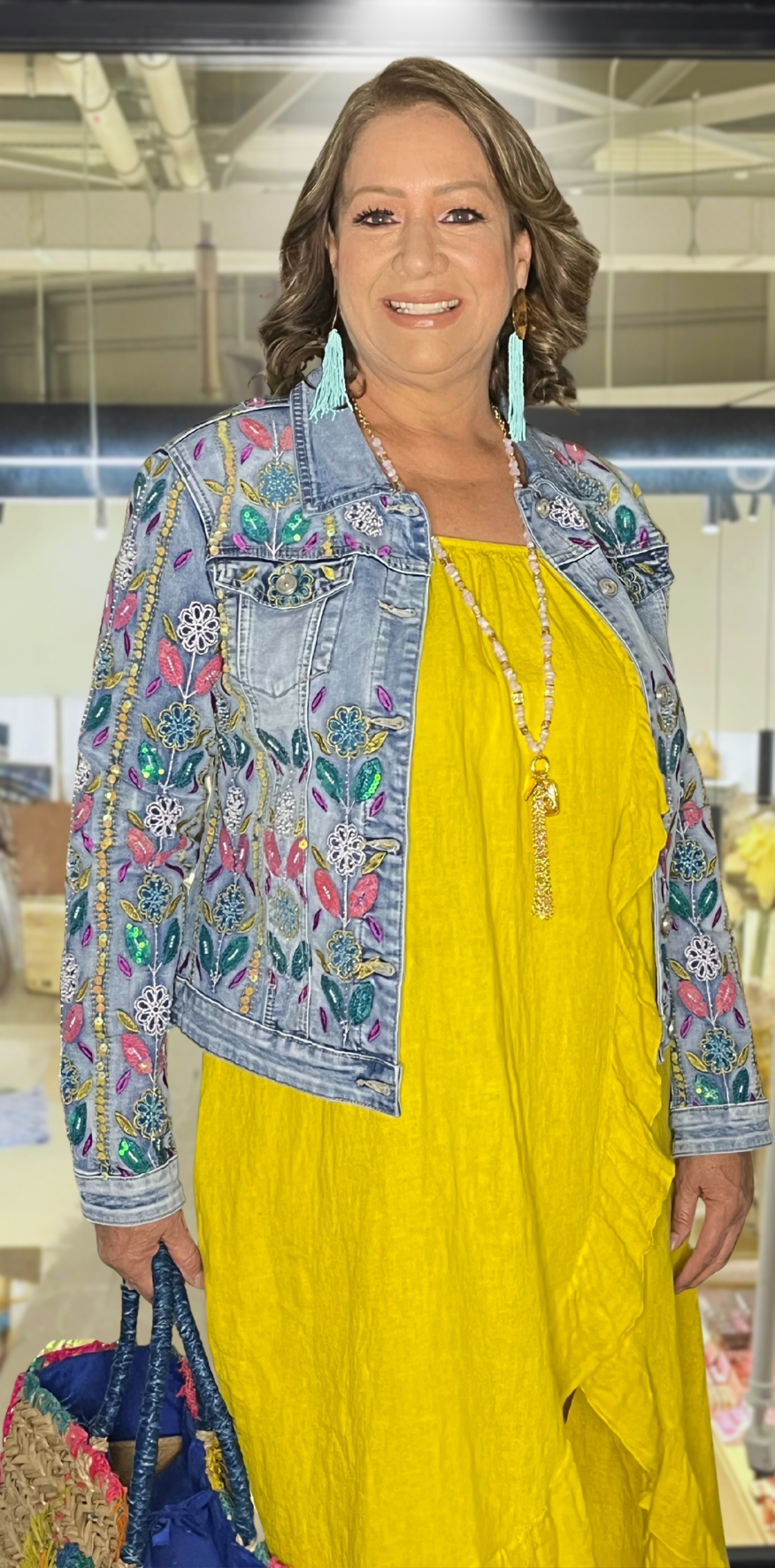 Colorful Details Blue Jacket