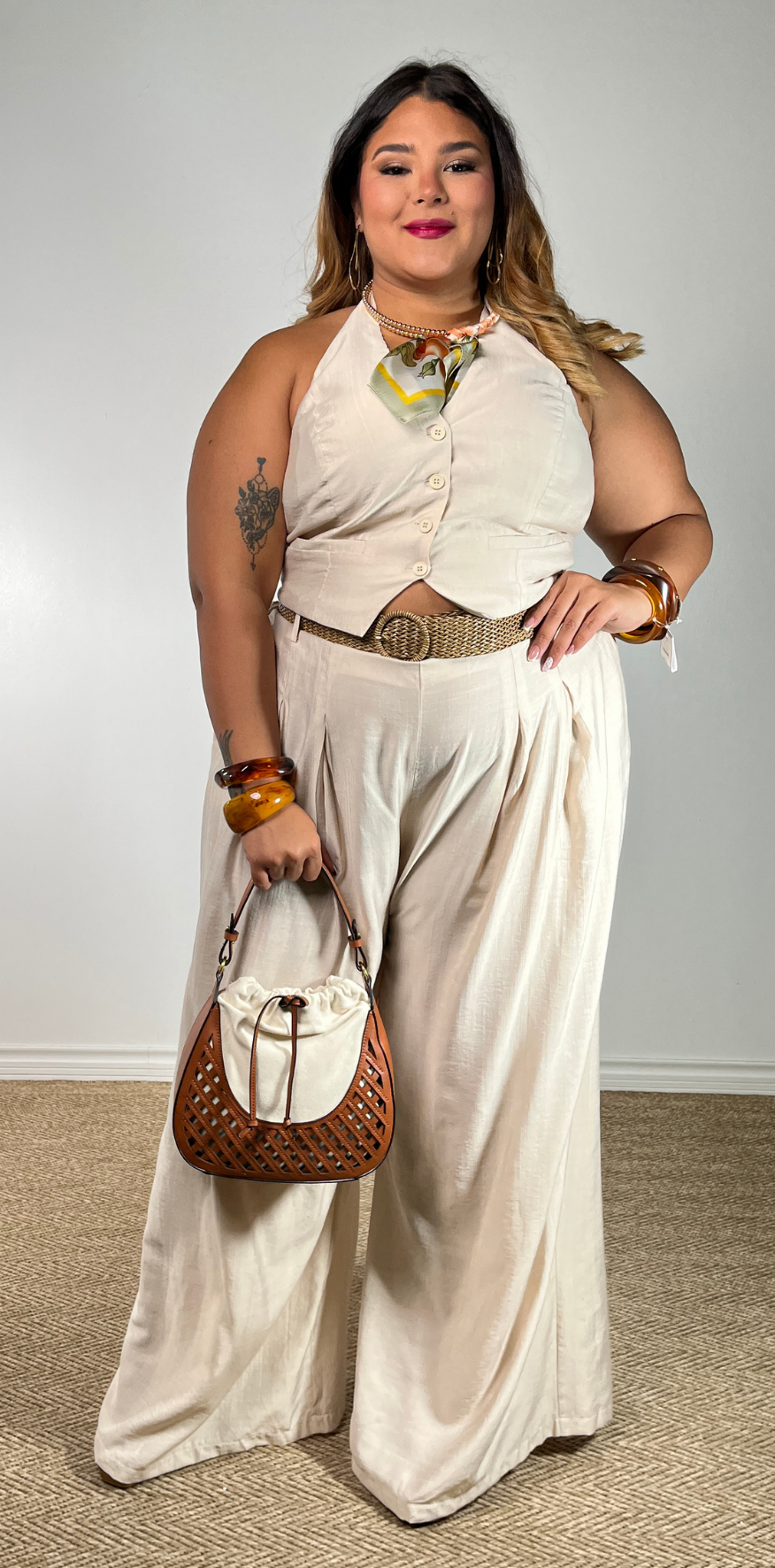 Slub Linen Wide-Leg Pants