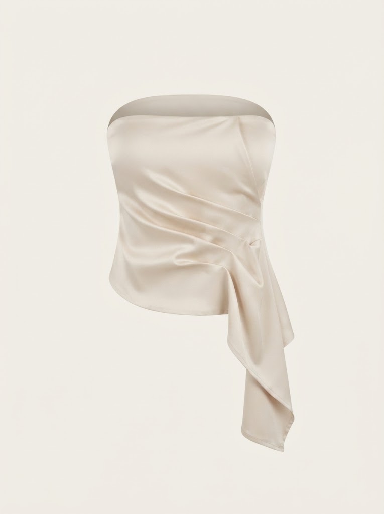 Satin Draped Strapless Top