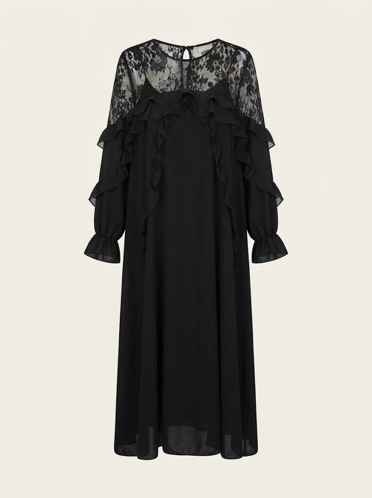 Lace Ruffled Midi Dress