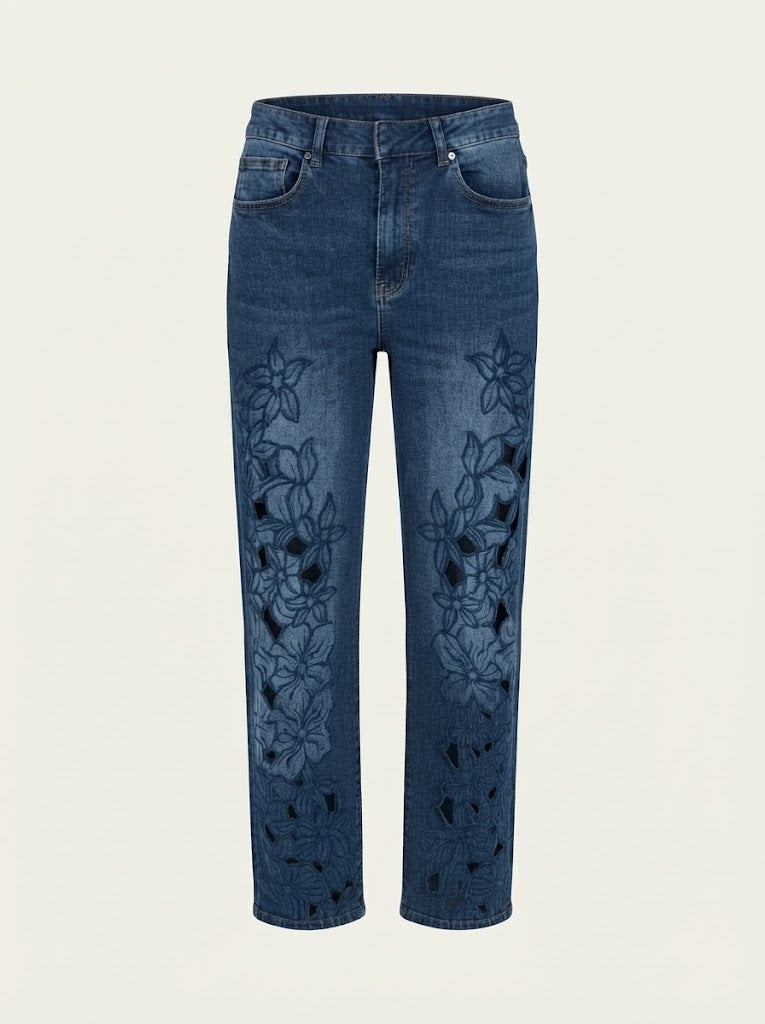 Floral Cutout Jeans