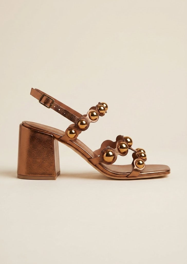 Metallic Bronze Heel Sandals