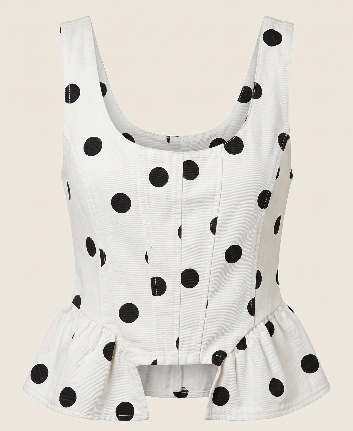 White Polka Dots Peplum Top
