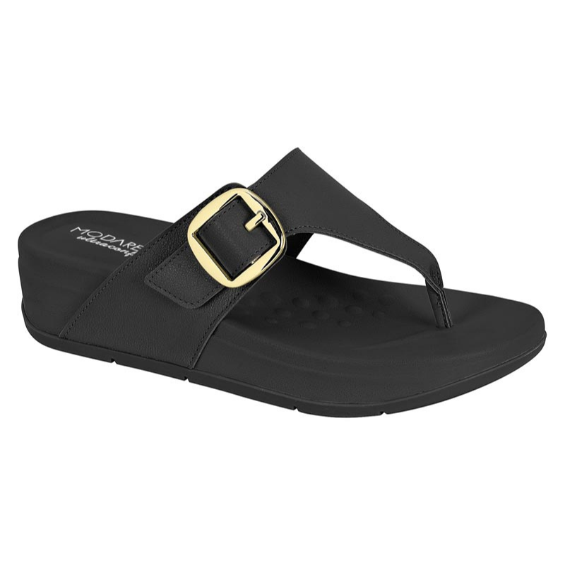 Gold Detail Black Slide Wedges