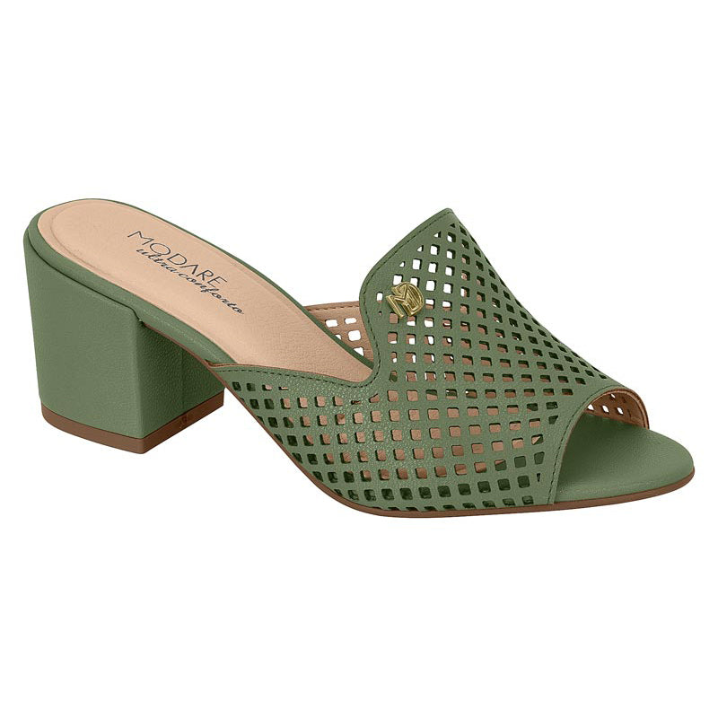 Green Slide Block Heels