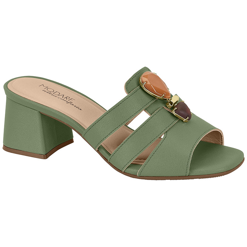 Olive Stones Slide Block Heels