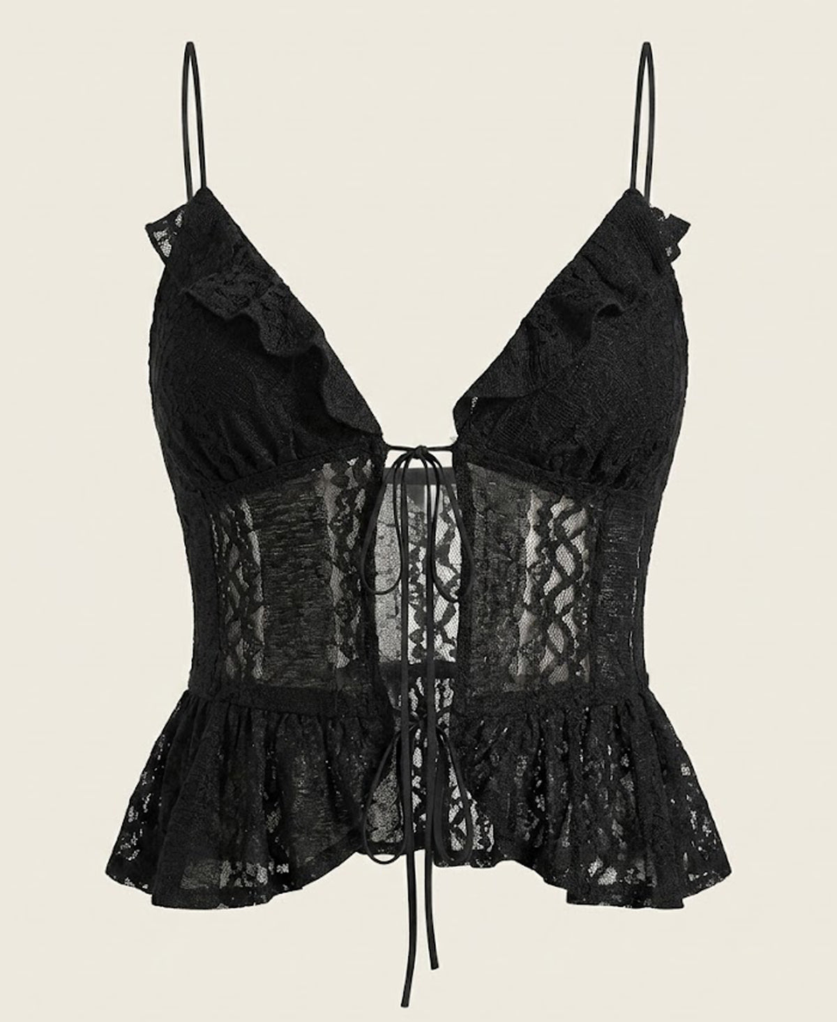 Lace Tie Front Crop Top