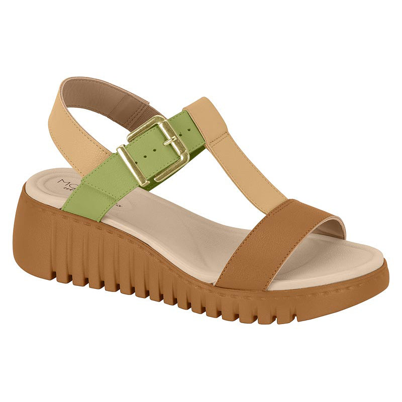 Green and Tan Chunky Sandals