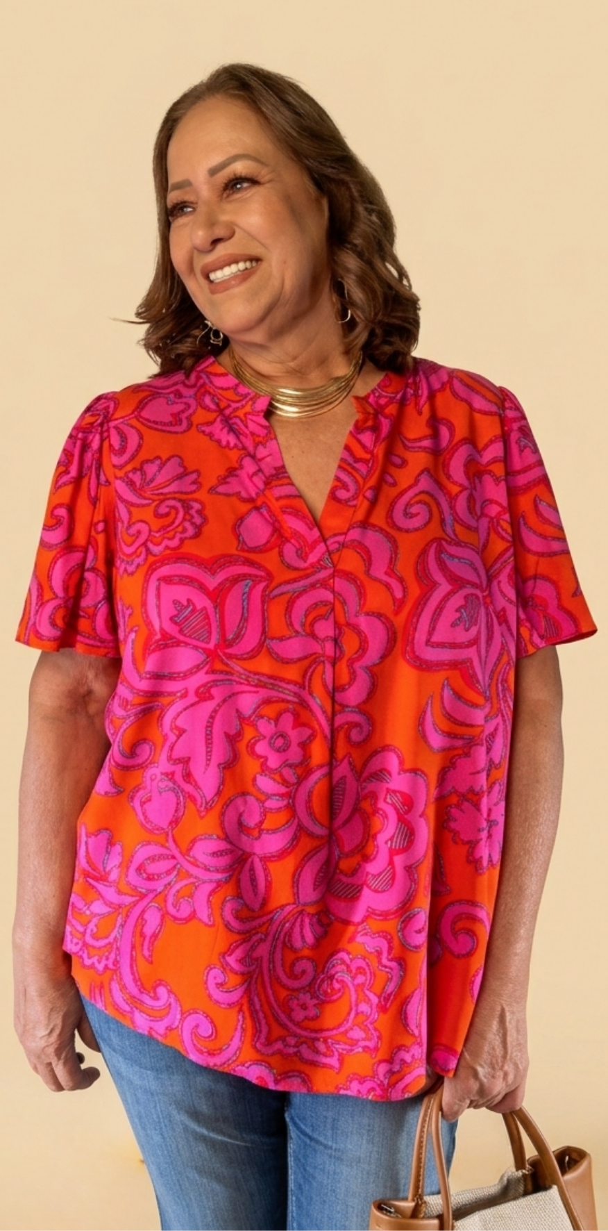 Fuchsia Floral Baroque Blouse