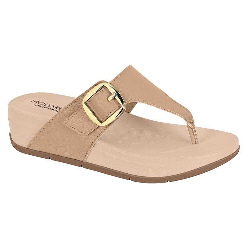 Gold Detail Beige Slide Wedges