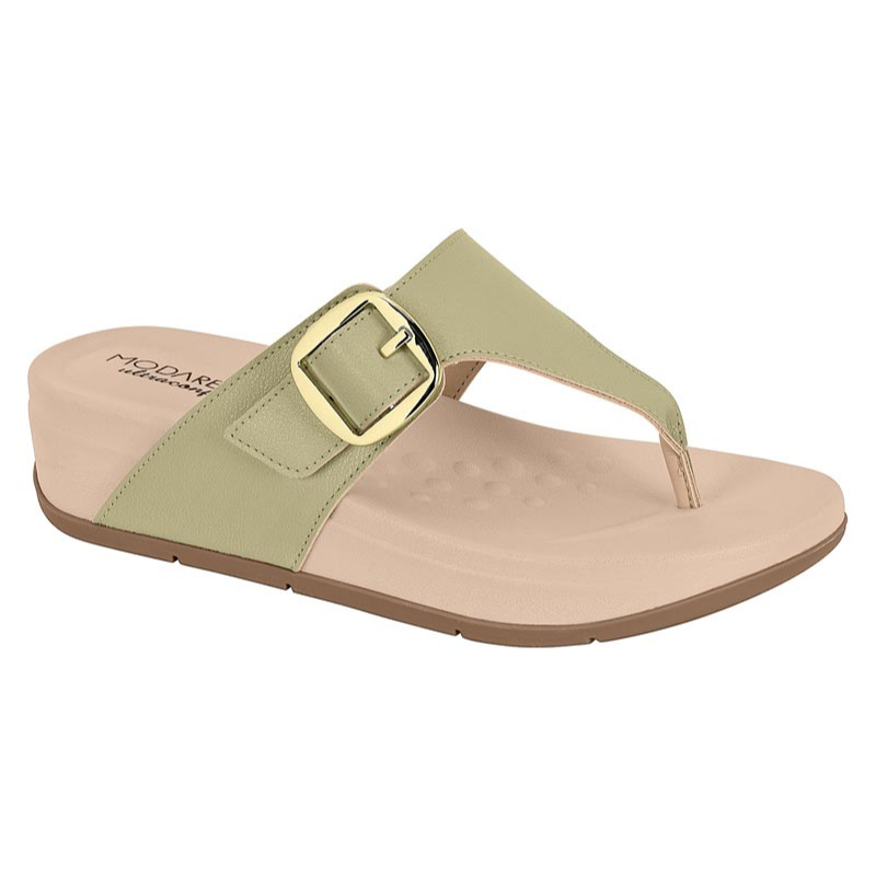 Gold Detail Green Slide Wedges