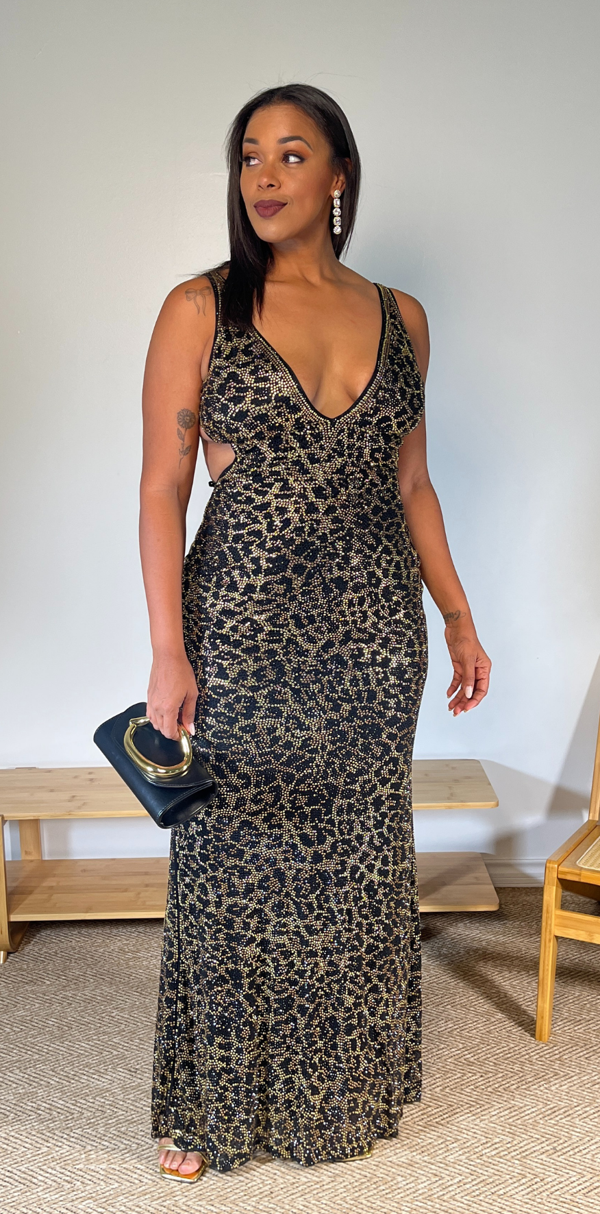 Leopard Print Glitter Dress