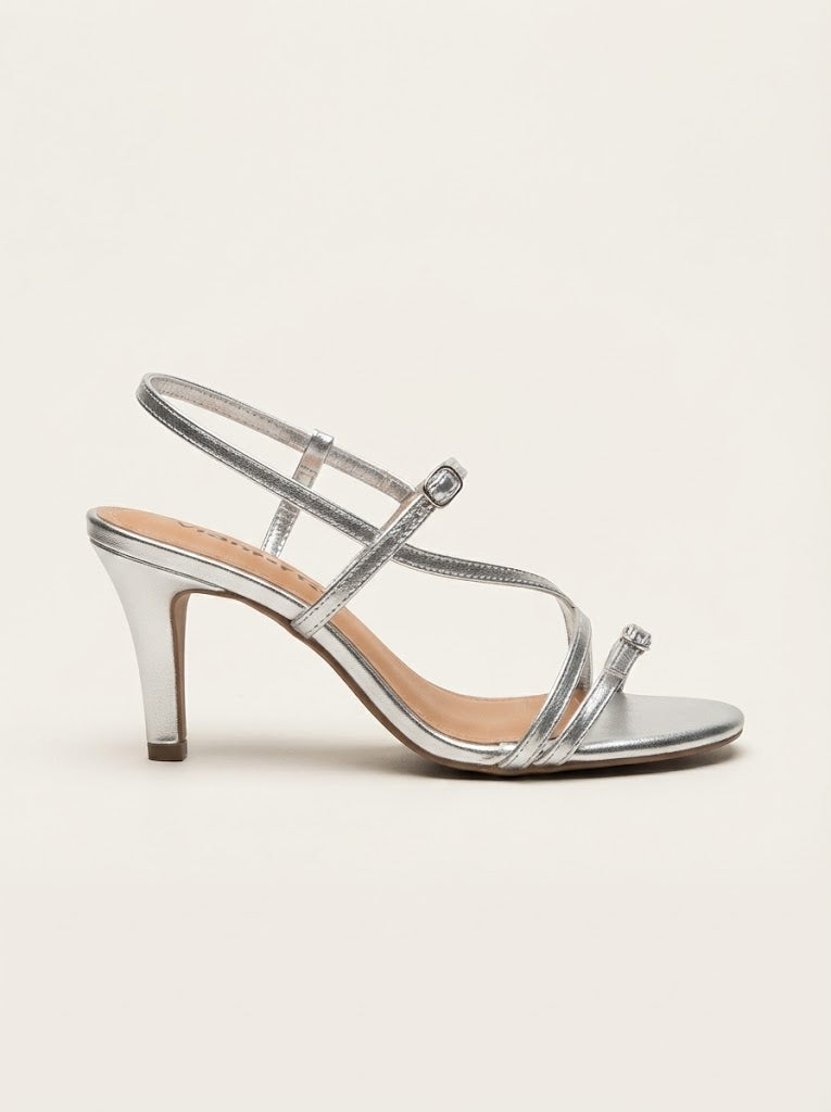 Strappy Metallic Heeled Sandals