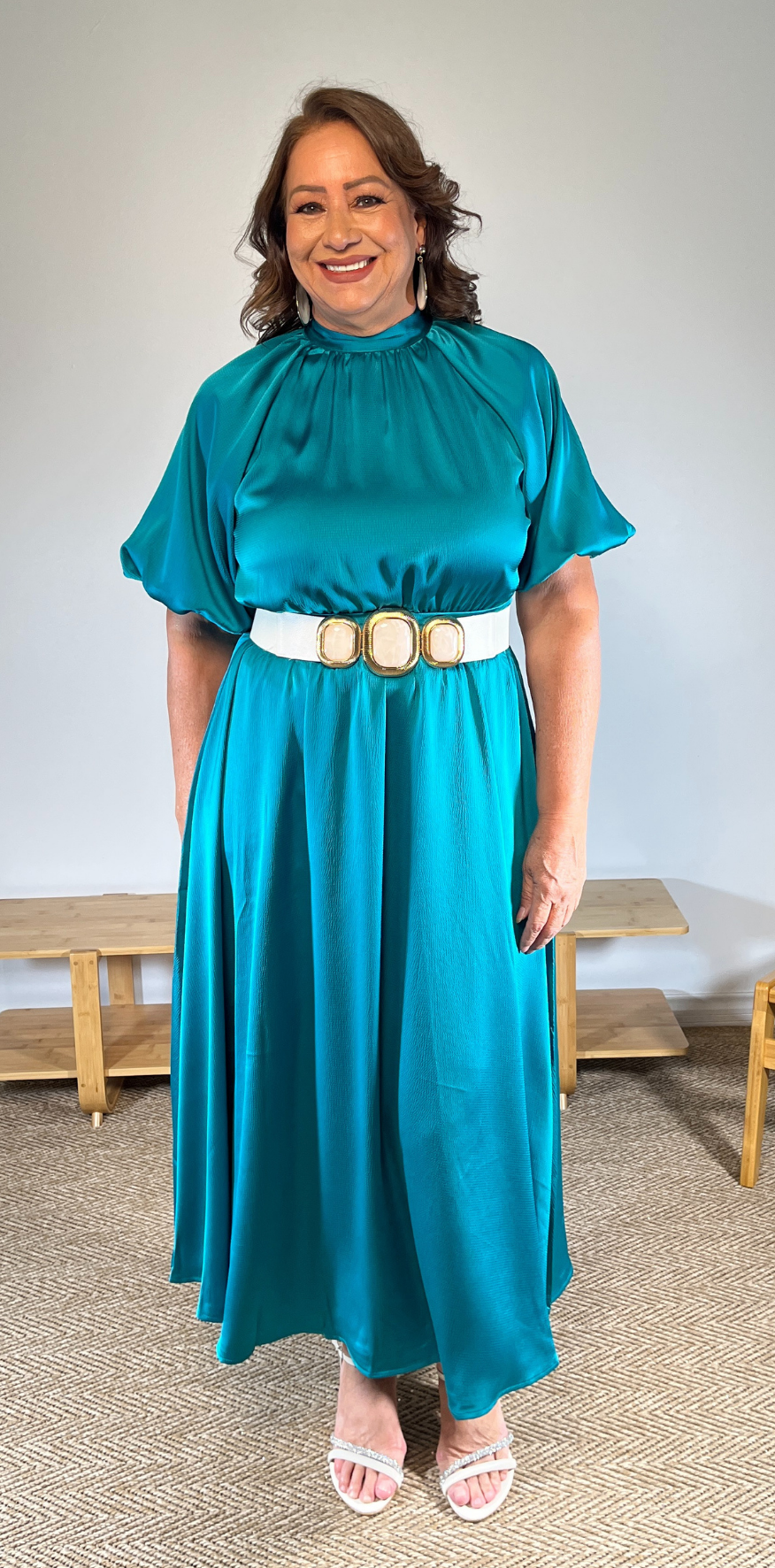 Glossy Turquoise Dress