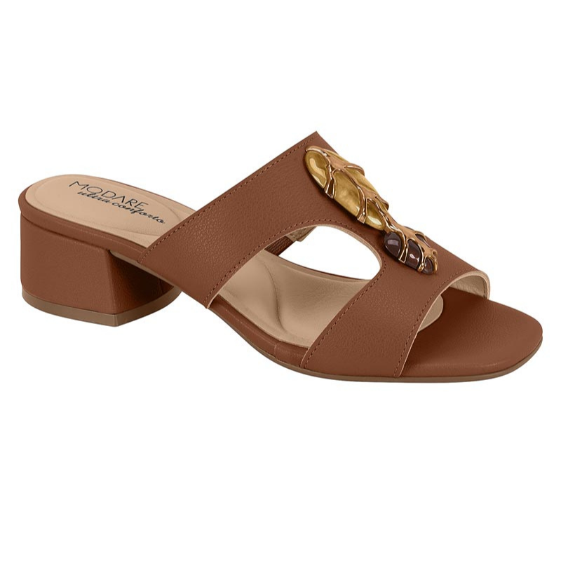 Brown Slide Block Heels