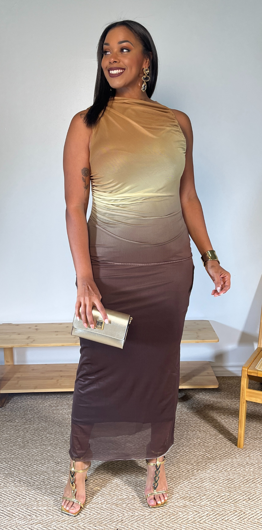 Brown Gradient Fade Dress