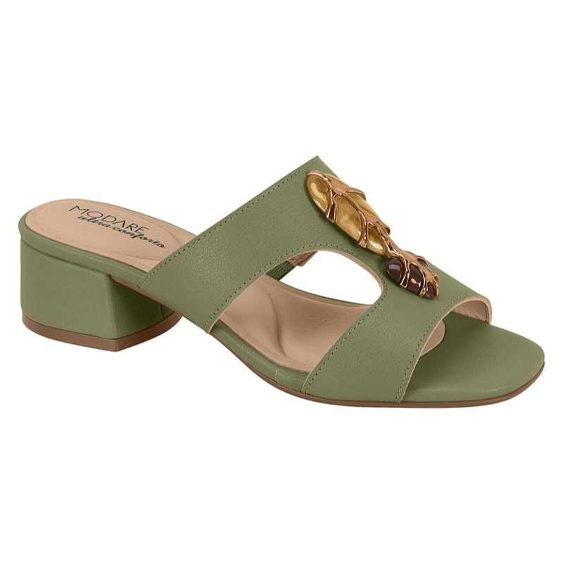 Green Slide Block Heels