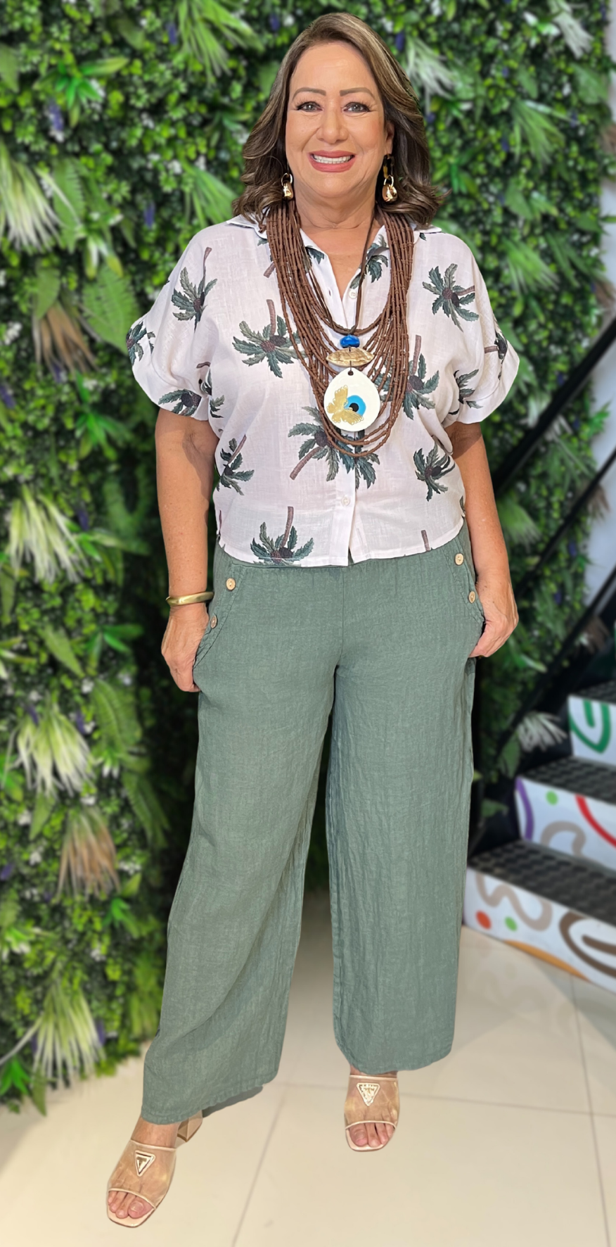 Olive Green Lino Pants