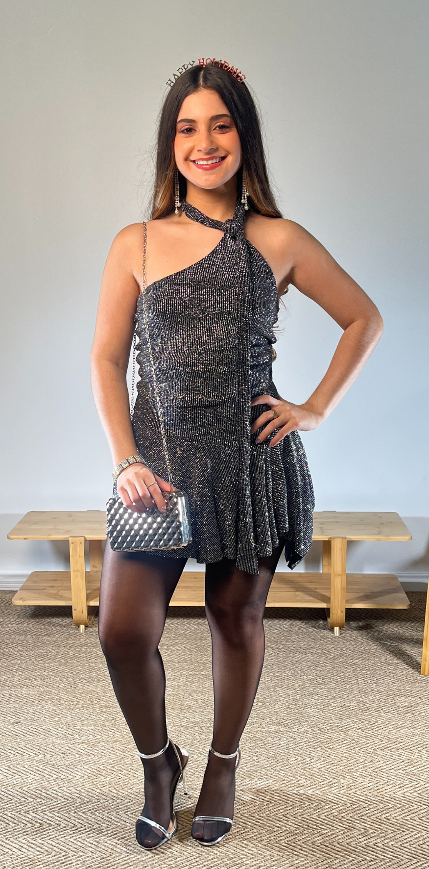 Glitter Silver Miniskirt