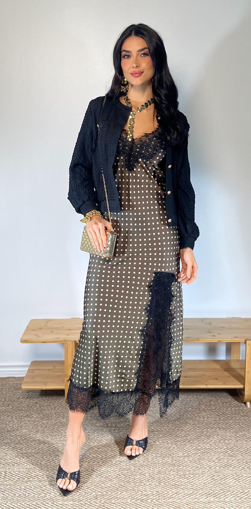 Olive Polka Dots Dress