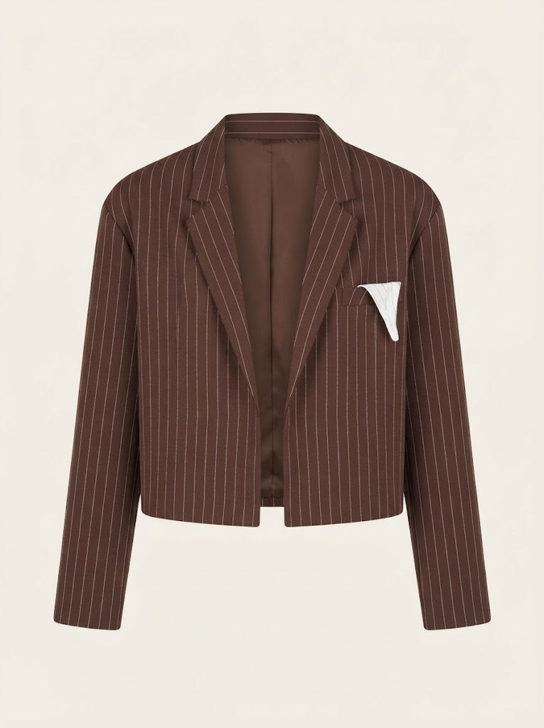Pinstripe Cropped Casual Jacket