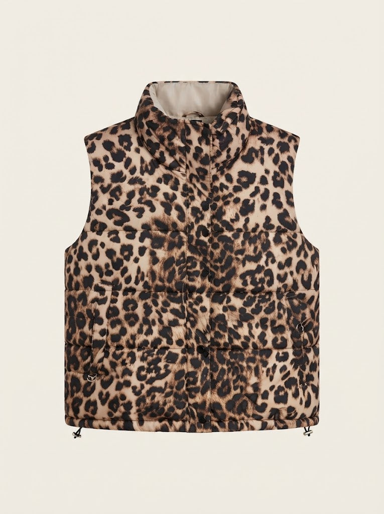 Leopard Print Puffer Vest