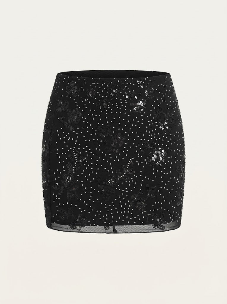 Embellished Sequin Mini Skirt