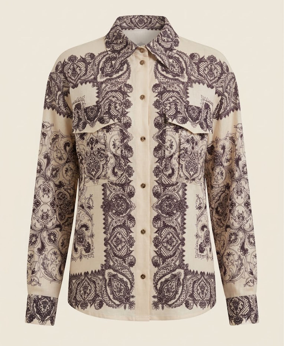 Baroque Print Button Up Shirt