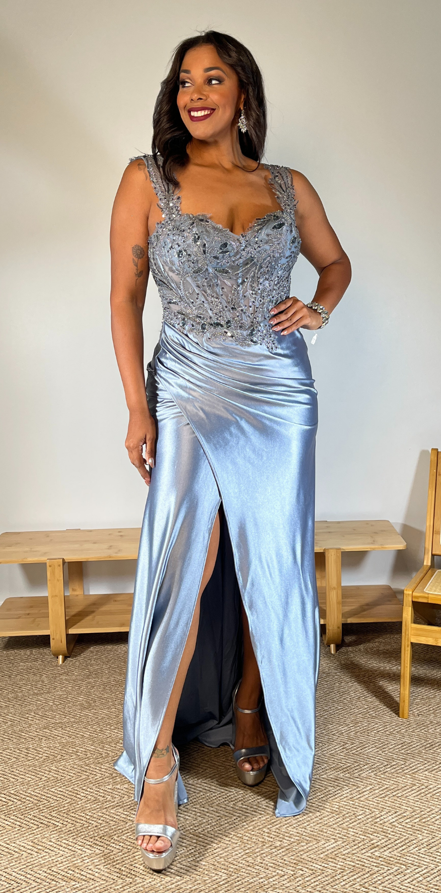 Blue Sequin Corset Dress