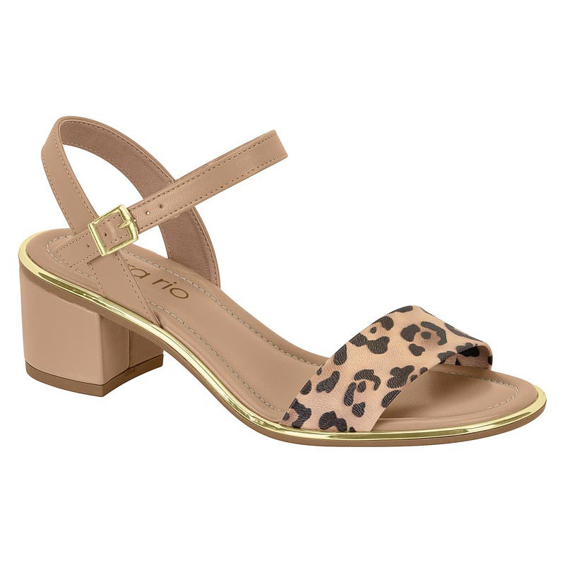 Leopard Print Strap Beige Heels