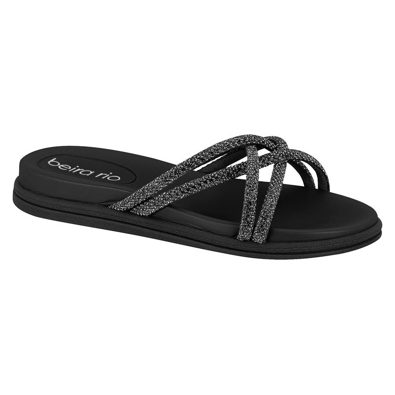 Black Strappy Slide Sandals