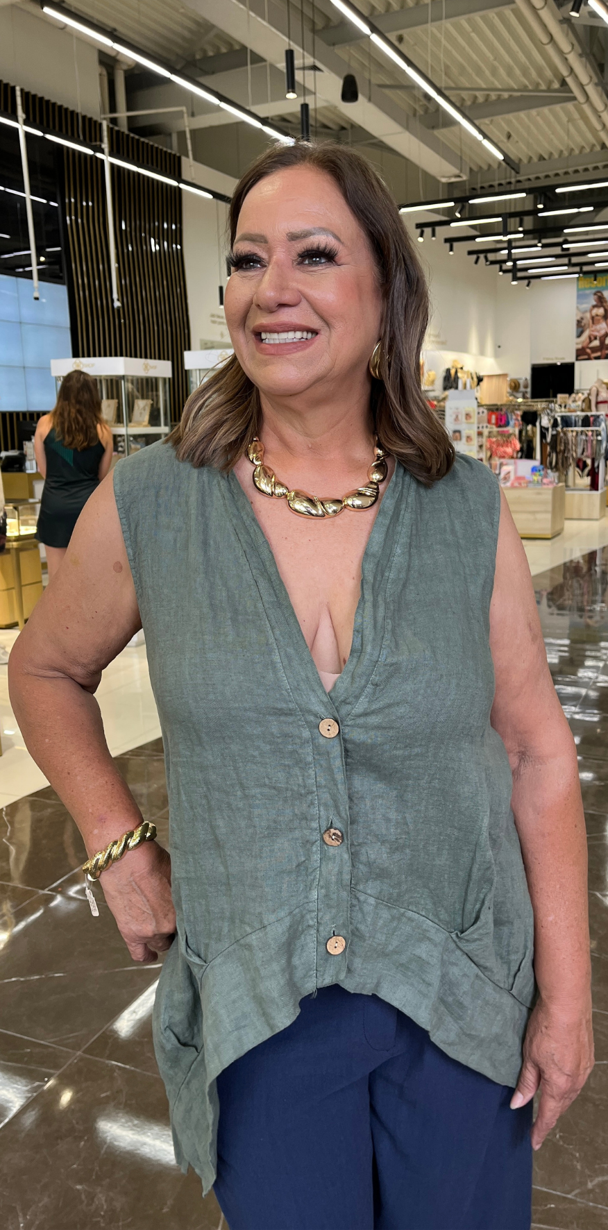 Lino Buttoned Top