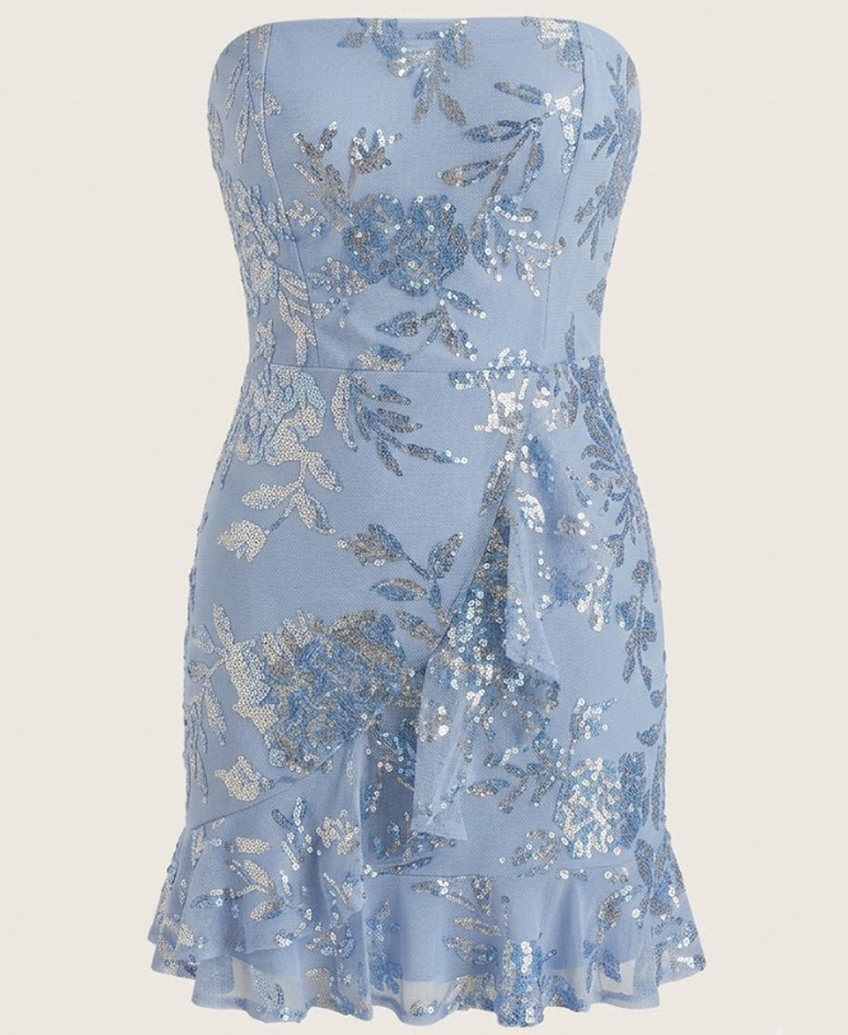 Silver Sequin Blue Mini Dress