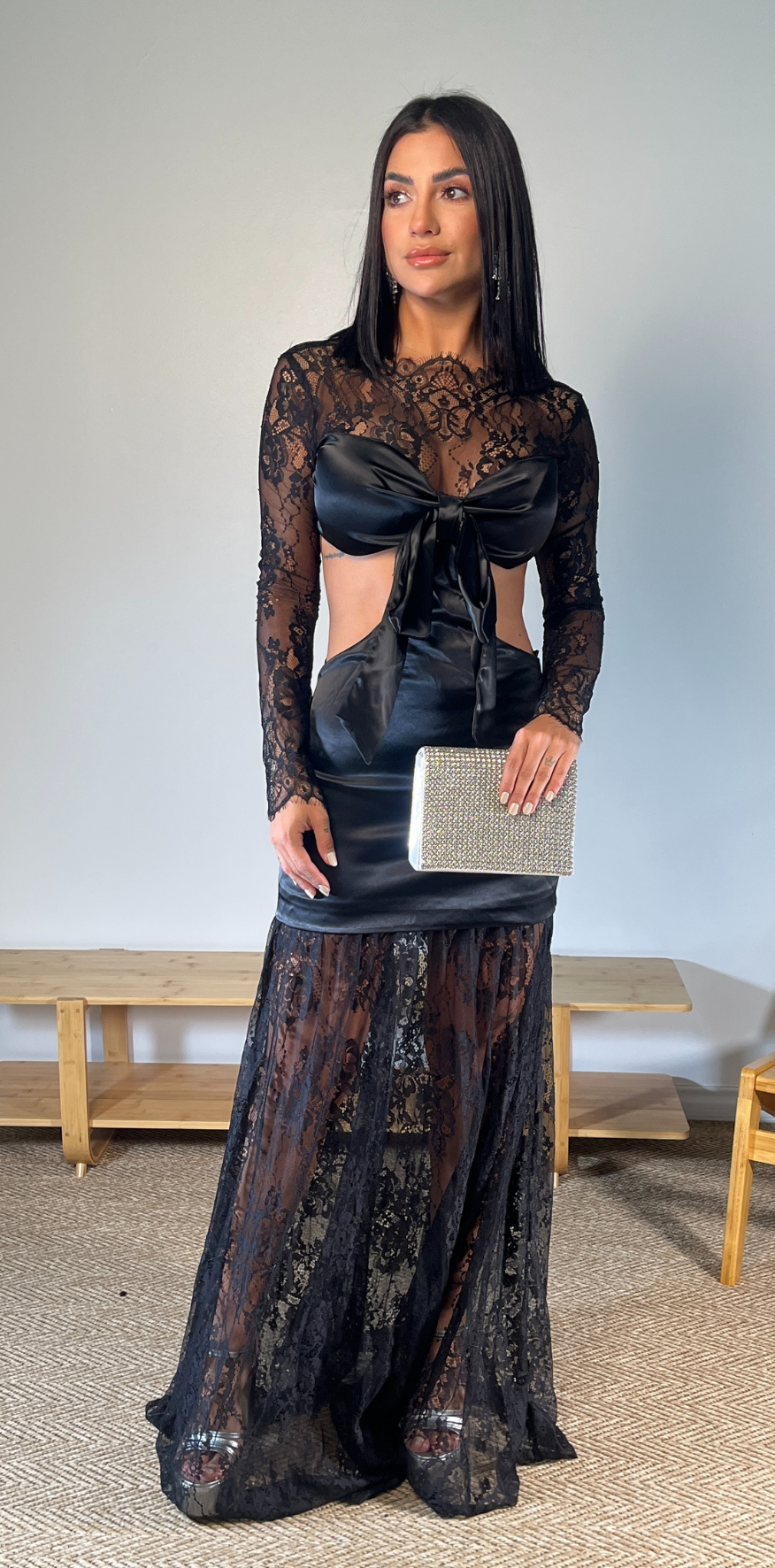 Black Cutout Lace Dress