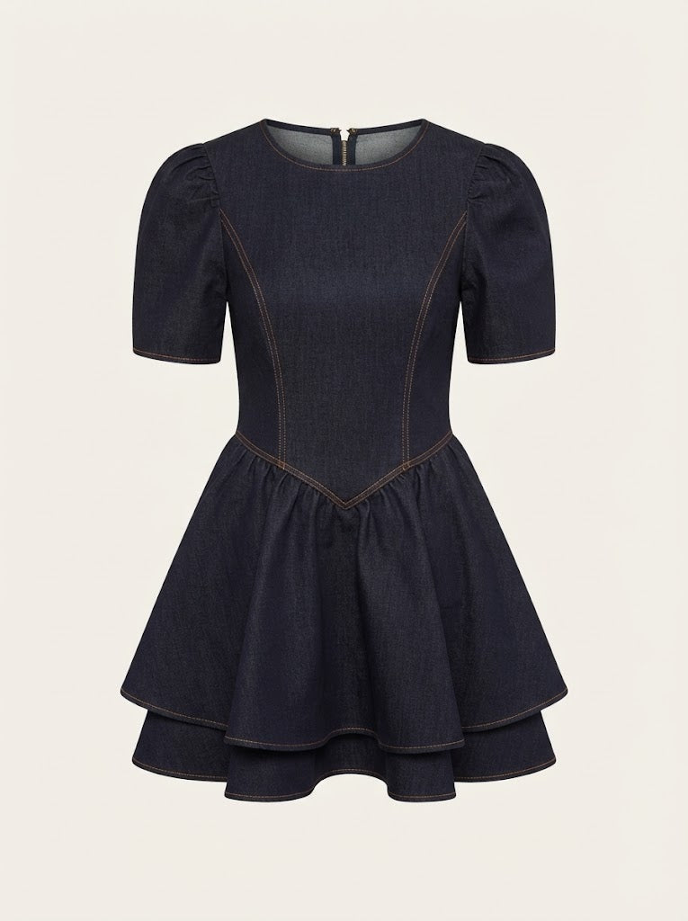 Denim Tiered Minidress