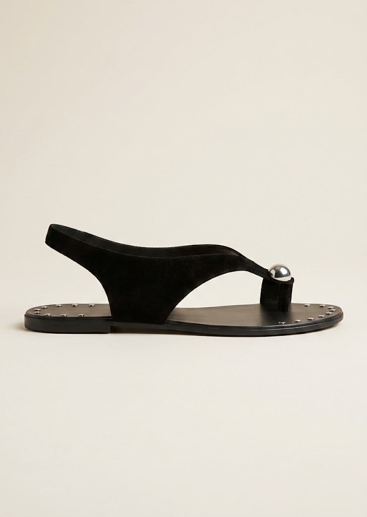 Silver Thong Slingback Flat Sandals