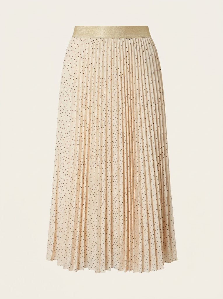 Polka Dot Pleated Midi Skirt