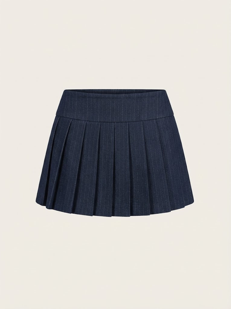 Pinstripe Pleated Mini Skirt