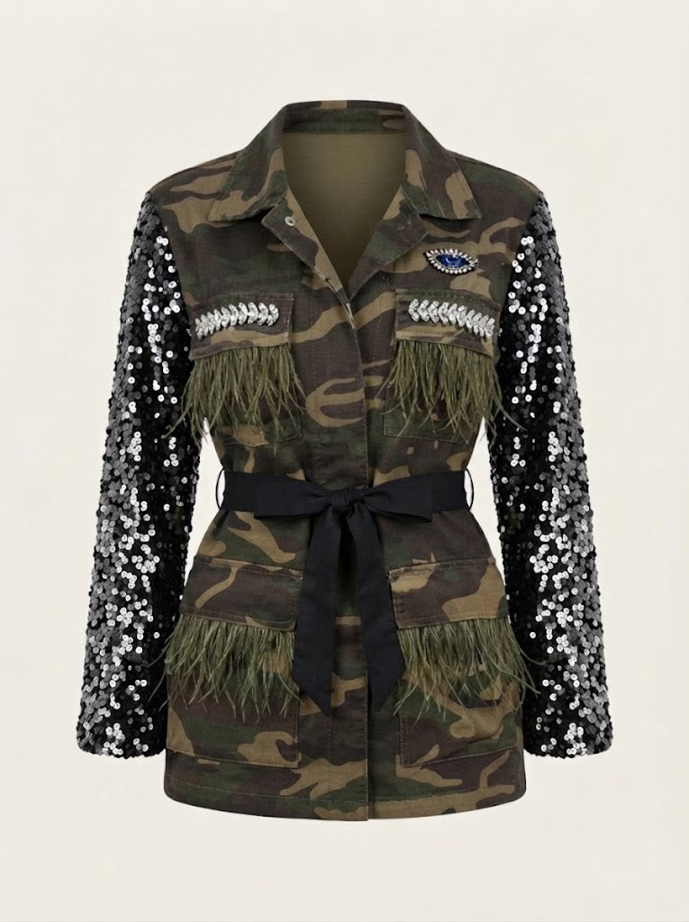 Embellished Camouflage Jacket