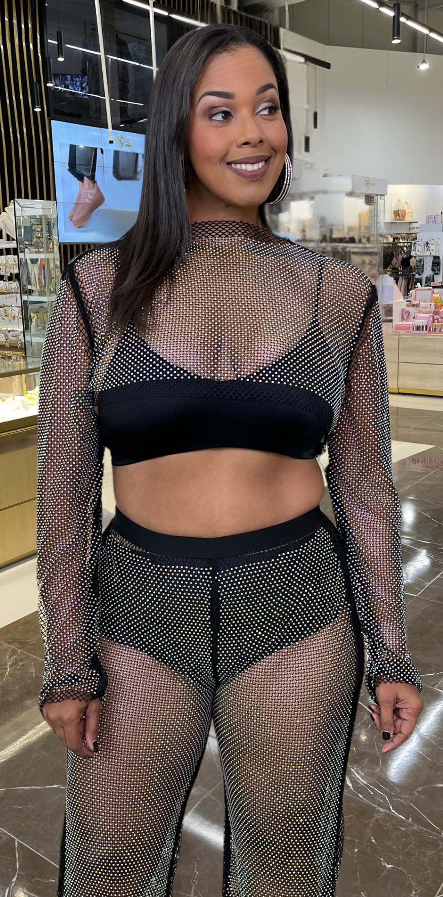 Studded Mesh Crop Top