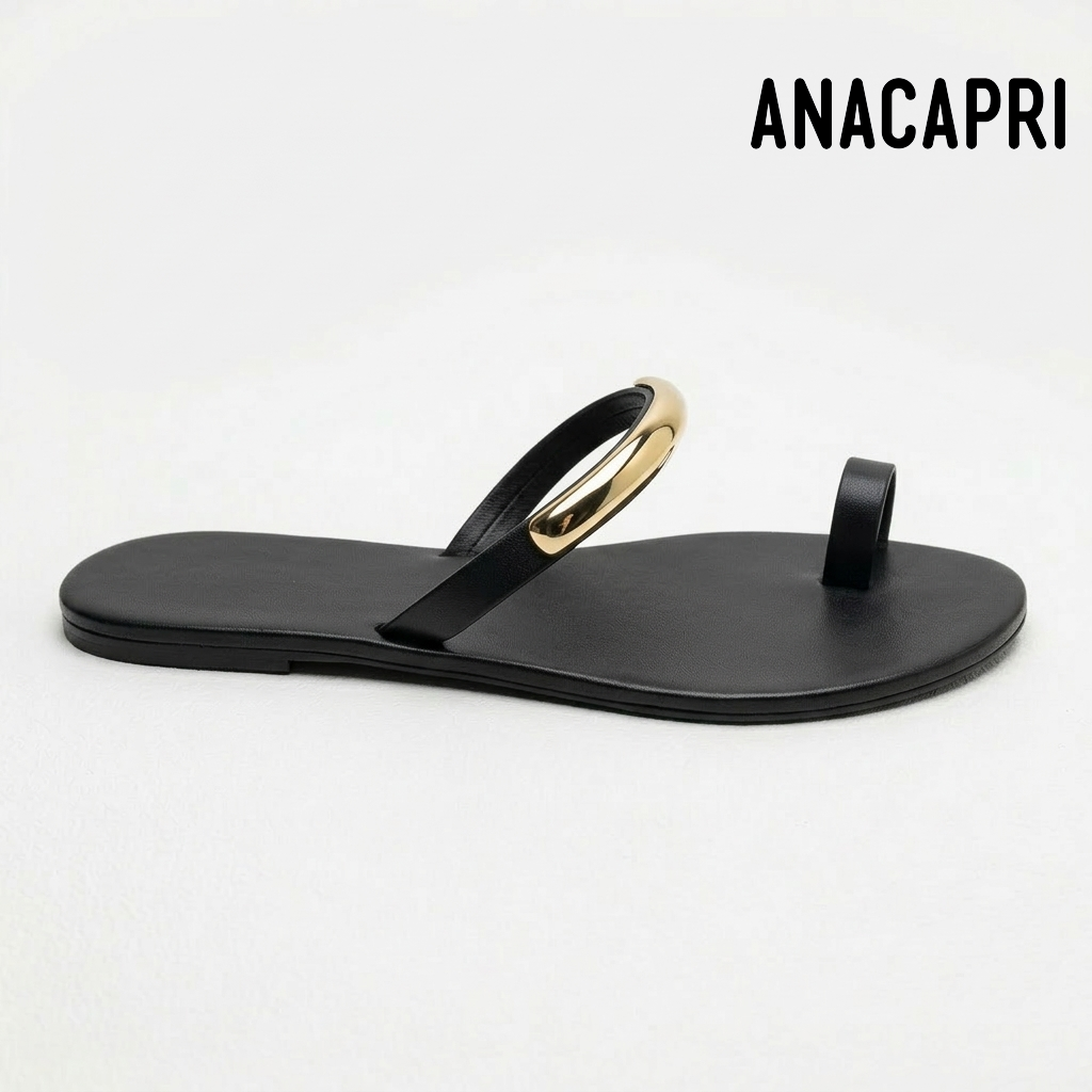 Gold Hardware Toe-Ring Sandals